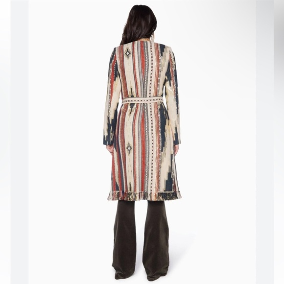 New! 🤠 Ramy Brook Cody Belted Fringe Jacquard Western Boho Cardigan/ Jacket 🤠 S - Picture 4 of 16